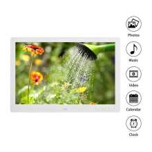 (White) 10.1" HD Digital Photo Picture Frame Clock MP4 Movie Video Player