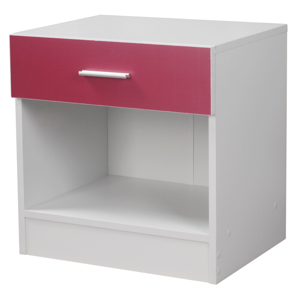 (Pink) Orlando 1 Drawer Kids Bedside Cabinet Side Table