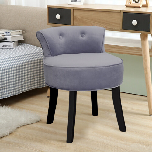 Living And Home (Light Grey) Velvet Dressing Table Chair Vanity Stool Piano Stools
