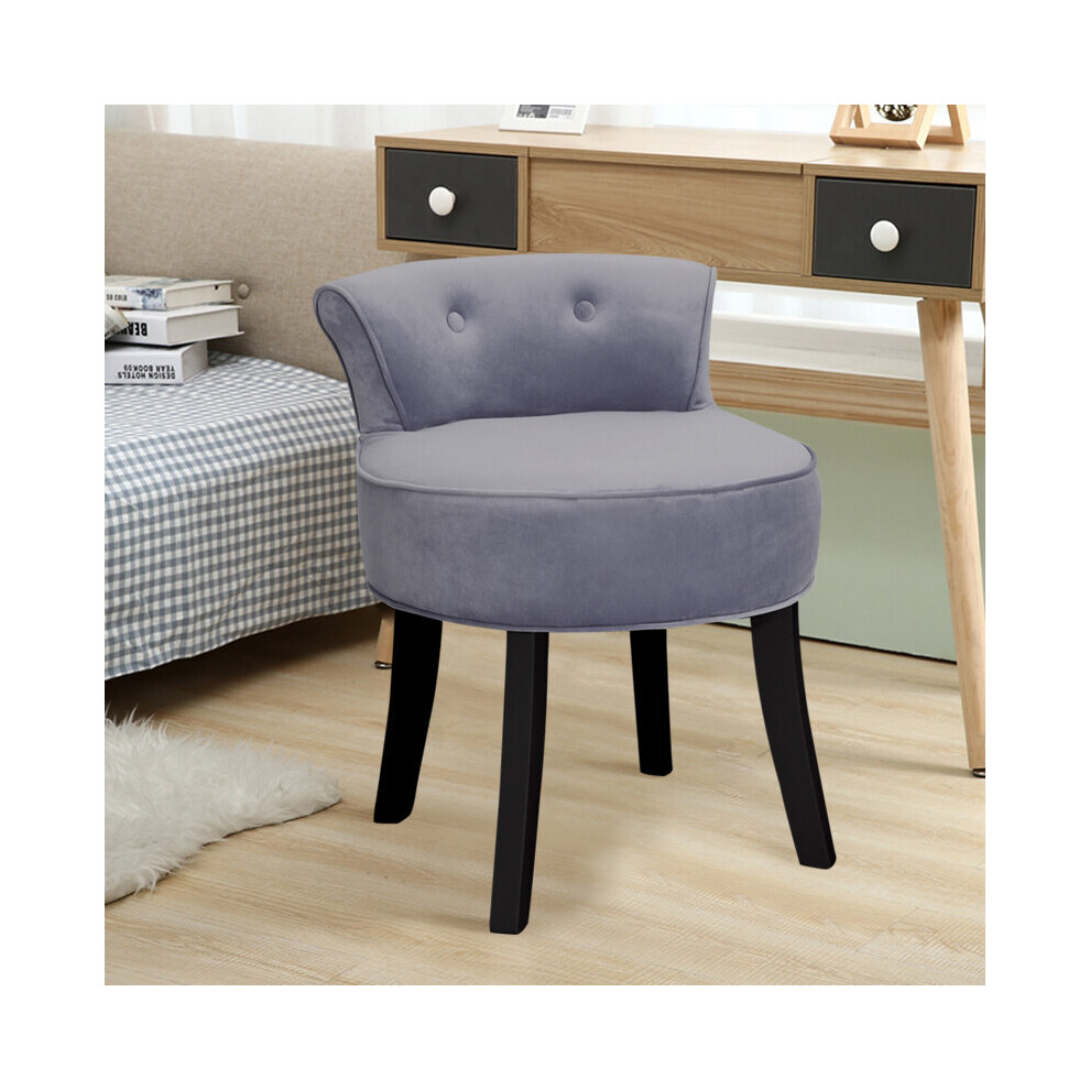 (Light Grey) Velvet Dressing Table Chair Vanity Stool Piano Stools