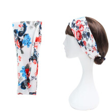 (BlueWhite) Women Wide Elastic Headband Hair Band for Sports