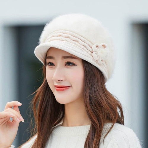 (Beige) Ladies Winter Knitted Crochet Slouch Beanie Hats