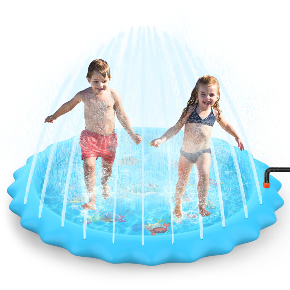 (Blue) SOKA 168cm Sprinkler Splash Pad Play Mat Water Toy