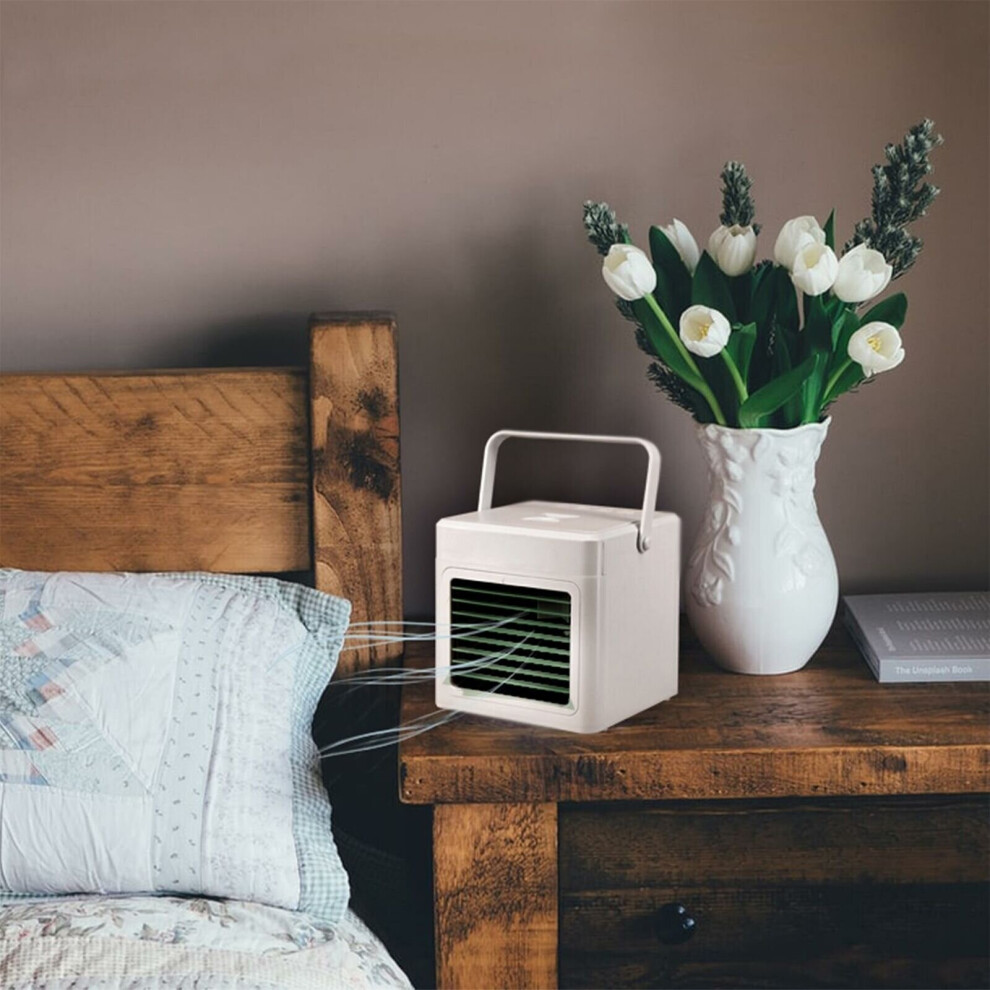 GEEZY Mini USB Desk Fan Small Air Cooler Humidifier USB Powered Portable Table Fan LED