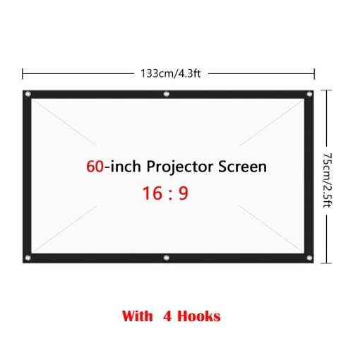 (60 inch +4 Hooks) Foldable Projector Screen16:9 Outdoor Home Theater