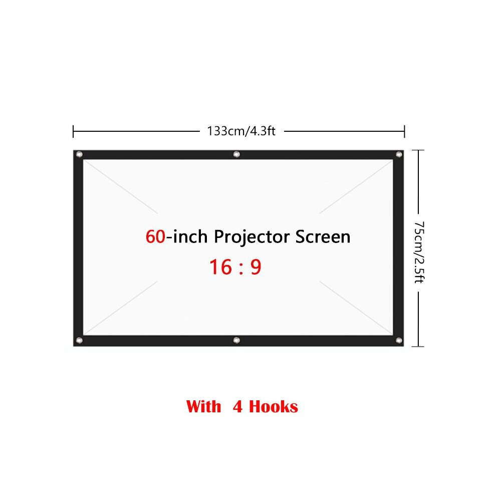 (60 inch +4 Hooks) Foldable Projector Screen16:9 Outdoor Home Theater