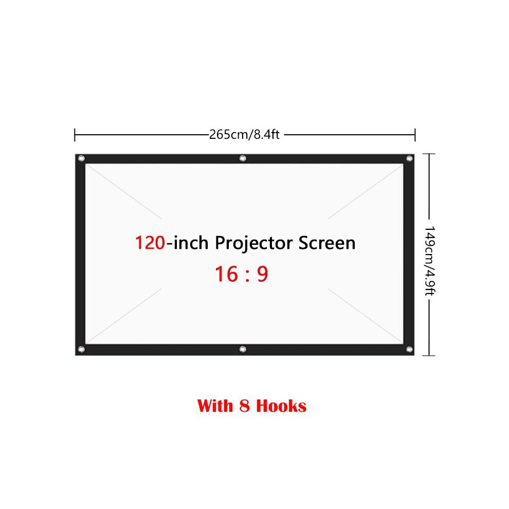(120 Inch + 8 Hooks) Foldable Projector Screen16:9 Outdoor Home Theater 968849586140