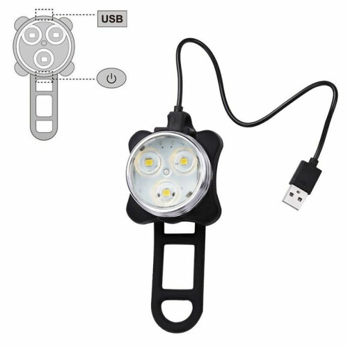 (White Front Light, 650mAh) 650mA Bike Light Set Super Bright USB Waterproof IPX4