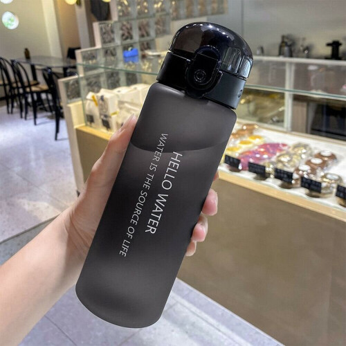 (Black) 780ml Portable Water Bottle Gym Travel Leakproof
