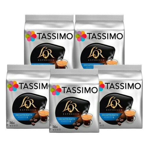 Tassimo Tassimo L'Or Espresso Decaf Coffee Pods, Pack of 5, 80 Drinks 1