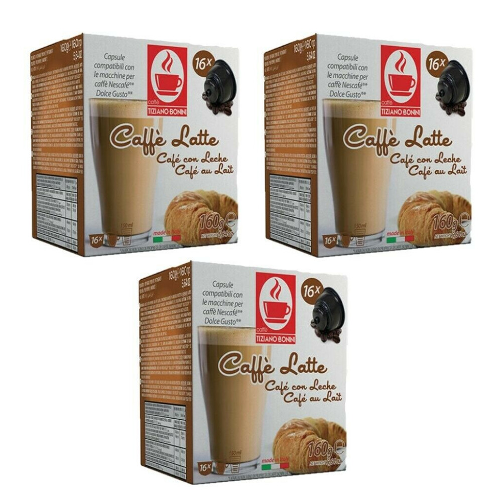 48 Dolce Gusto Compatible Caffe Latte Cafe Au Lait Coffee Pod Capsules 48 Drinks