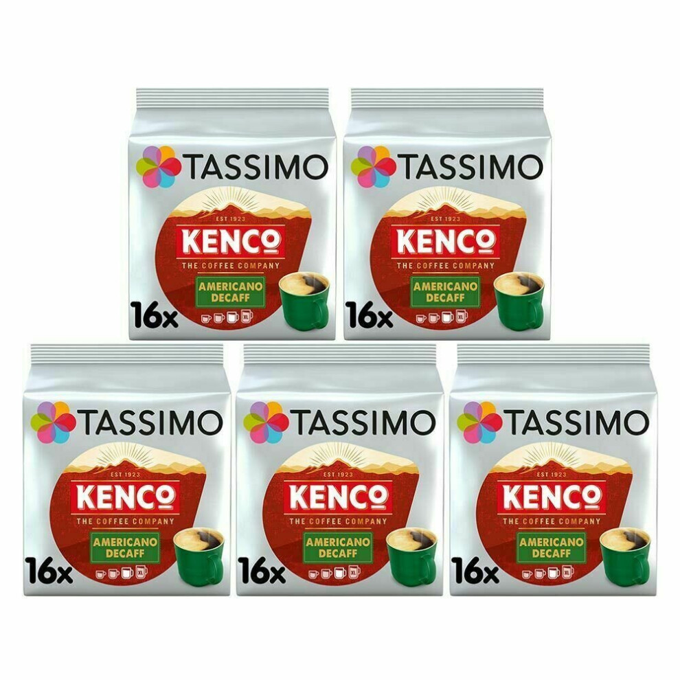 Tassimo Kenco Americano Decaf Coffee Pods, Pack Of 5, 80 Drinks