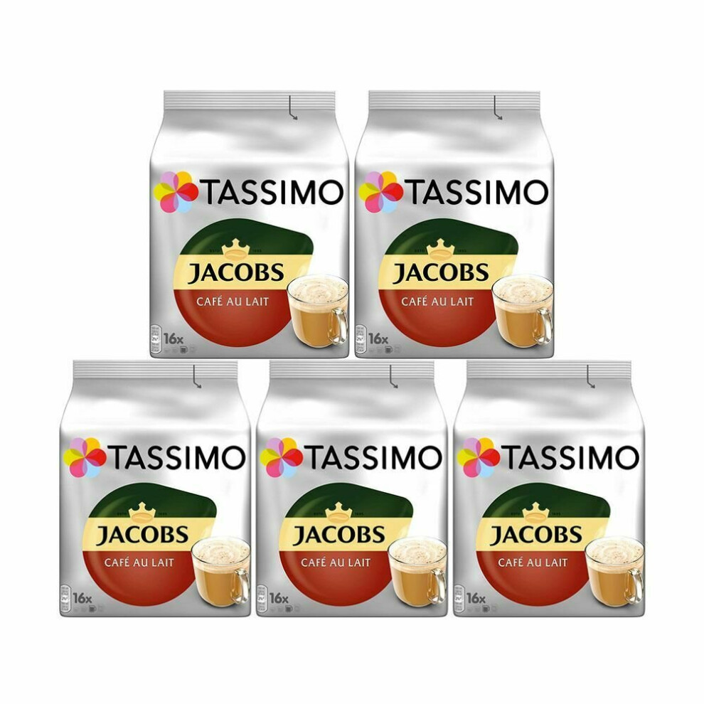 Tassimo Jacobs Cafe Au Lait Coffee Pods, Pack Of 5, 80 Drinks