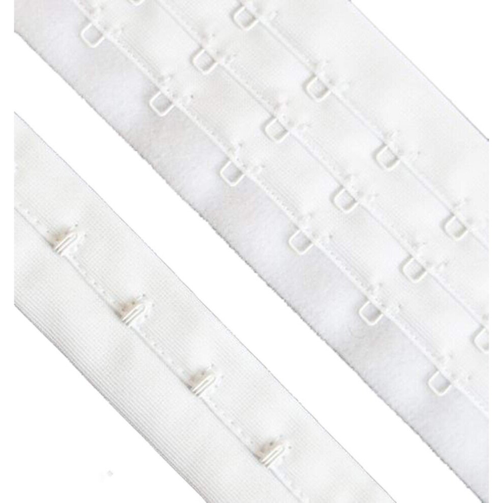 HAND HE04 1 Metre Bra Continuous Hook and Eye Triple Plush Backed/Fleeced Nylon White Tape