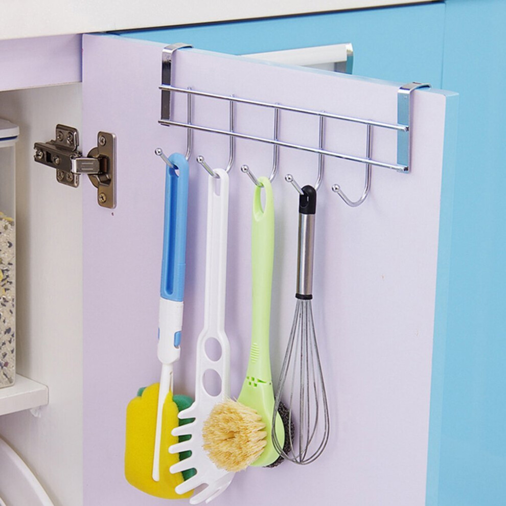 Over Door Home Bathroom Kitchen Coat Towel Hanger Rack Holder Shelf 5 Hooks