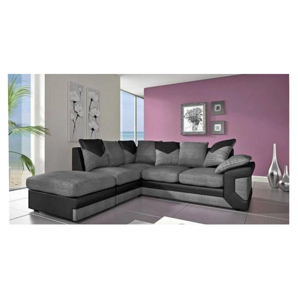 (Black/Grey, Corner(Left Arm)) Modern New Dino Corner and 3+2 Seater Sofa