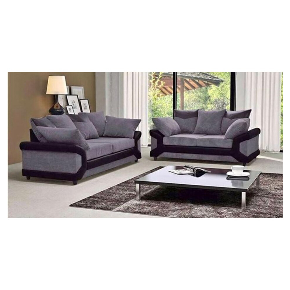 (Black/Grey, 3+2 Seater) Modern New Dino Corner and 3+2 Seater Sofa