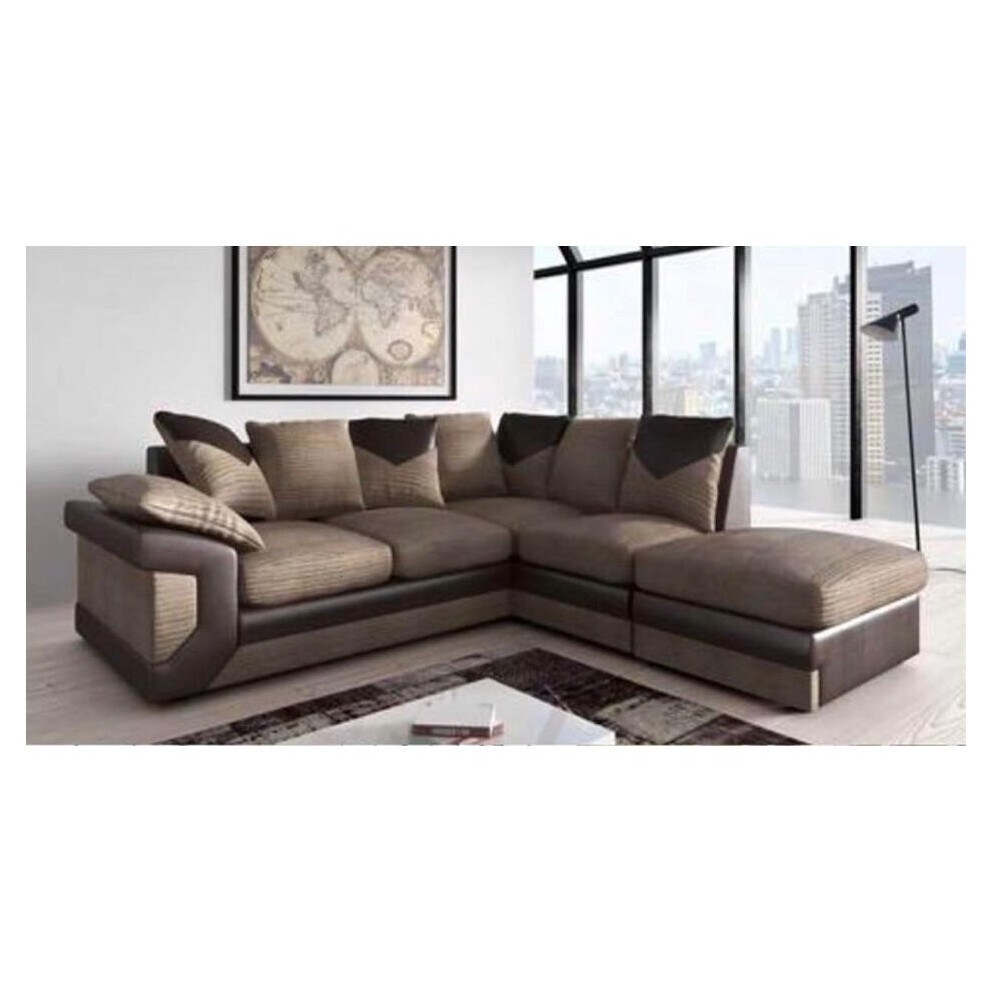 (Brown/Beige, Corner(Right Arm)) Modern New Dino Corner and 3+2 Seater Sofa