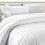 (Double, White) Satin Stripe Duvet Cover Bedding Set Pillowcases 2