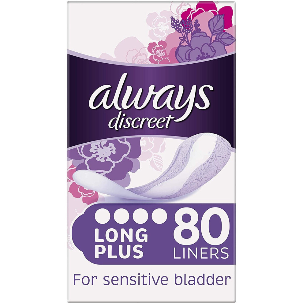 Always Discreet Incontinence Liners for Women, 80 High Absorbency Liners