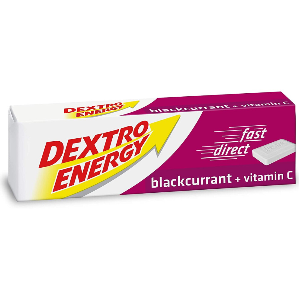 Dextro Energy Blackcurrant Glucose Tablets with Vitamin C, 47 g, 24 Packs, Energy Tablets, for a Quick Burst of Glucose