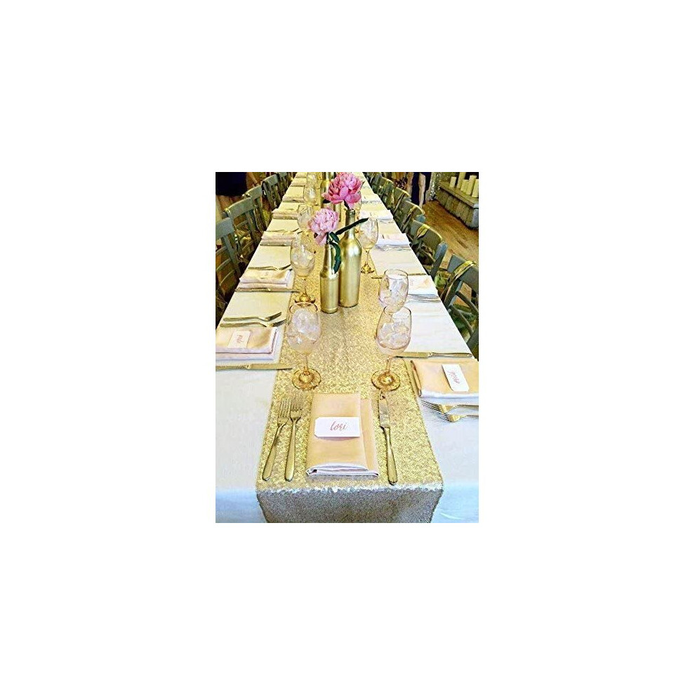 Sequin Table Runner Champagne Gold, 12 X 72 inches-image-OPC-P7FRFSS-NEW