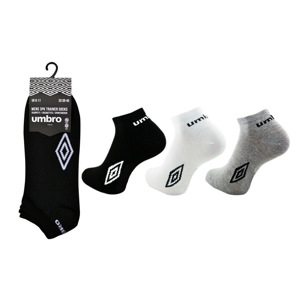 (Assorted, Pack of 12) Umbro Men's Trainer Socks Sports Gym Cotton Rich UK Size 6-11 100% Original