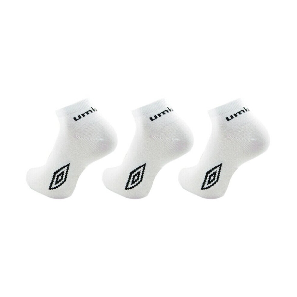 (White, Pack of 6) Umbro Men's Trainer Socks Sports Gym Cotton Rich UK Size 6-11 100% Original