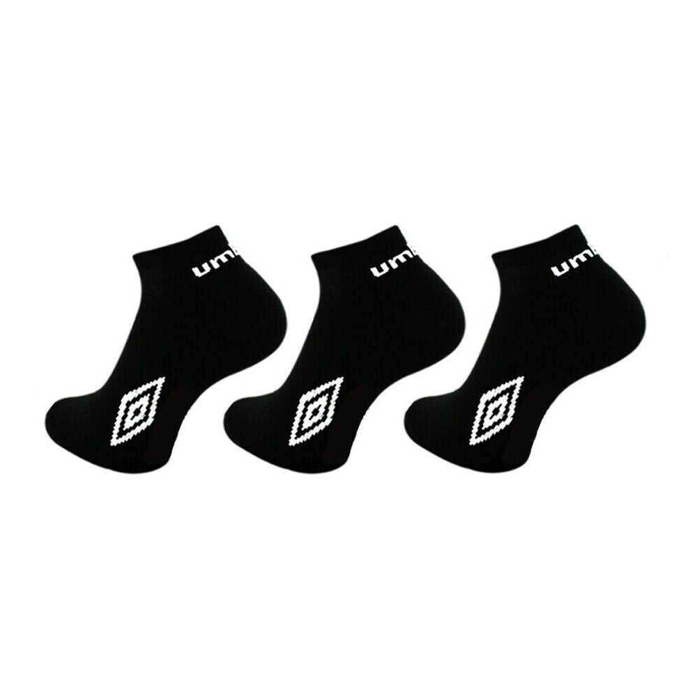 (Black, Pack of 12) Umbro Men's Trainer Socks Sports Gym Cotton Rich UK Size 6-11 100% Original