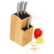 Universal Bamboo Knife Block Kitchen Knives Storage Holder with Fibre Rods M&W