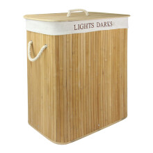 Light & Dark Bamboo Hamper 102L Folding Wash Bag Laundry Hamper M&W