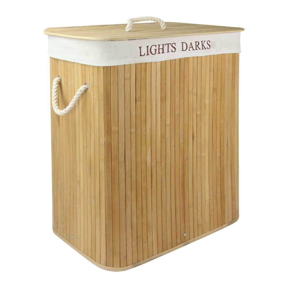 Light & Dark Bamboo Hamper 102L Folding Wash Bag Laundry Hamper M&W