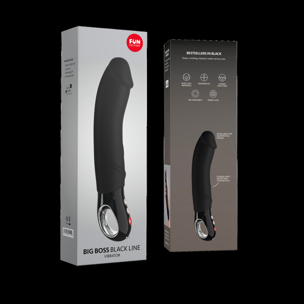 Fun Factory Big Boss Black Line Vibrator | G Spot Silicone Vibrating Dildo | Toy