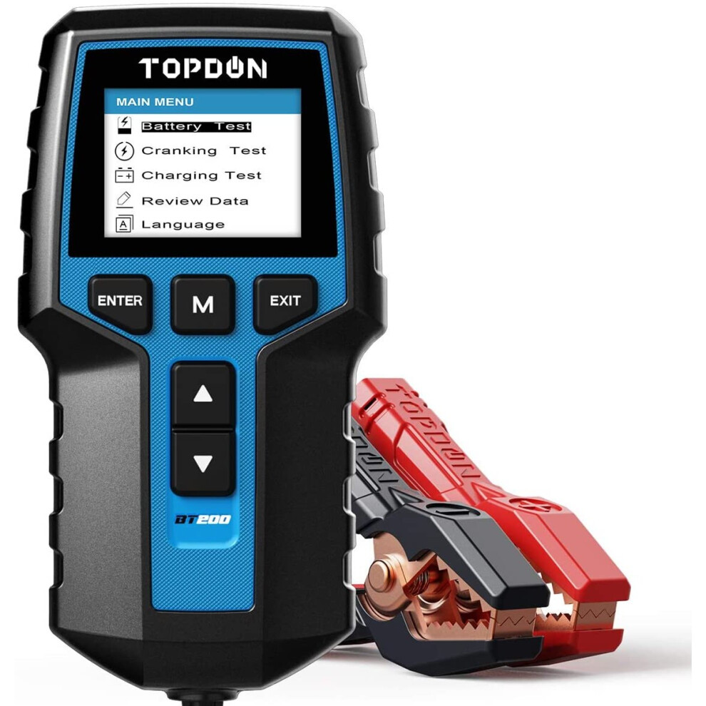 TOPDON BT200 Car Battery Tester 12V 24V Load Tester, 100-2000CCA Automotive Alternator Charging Cranking System Tester