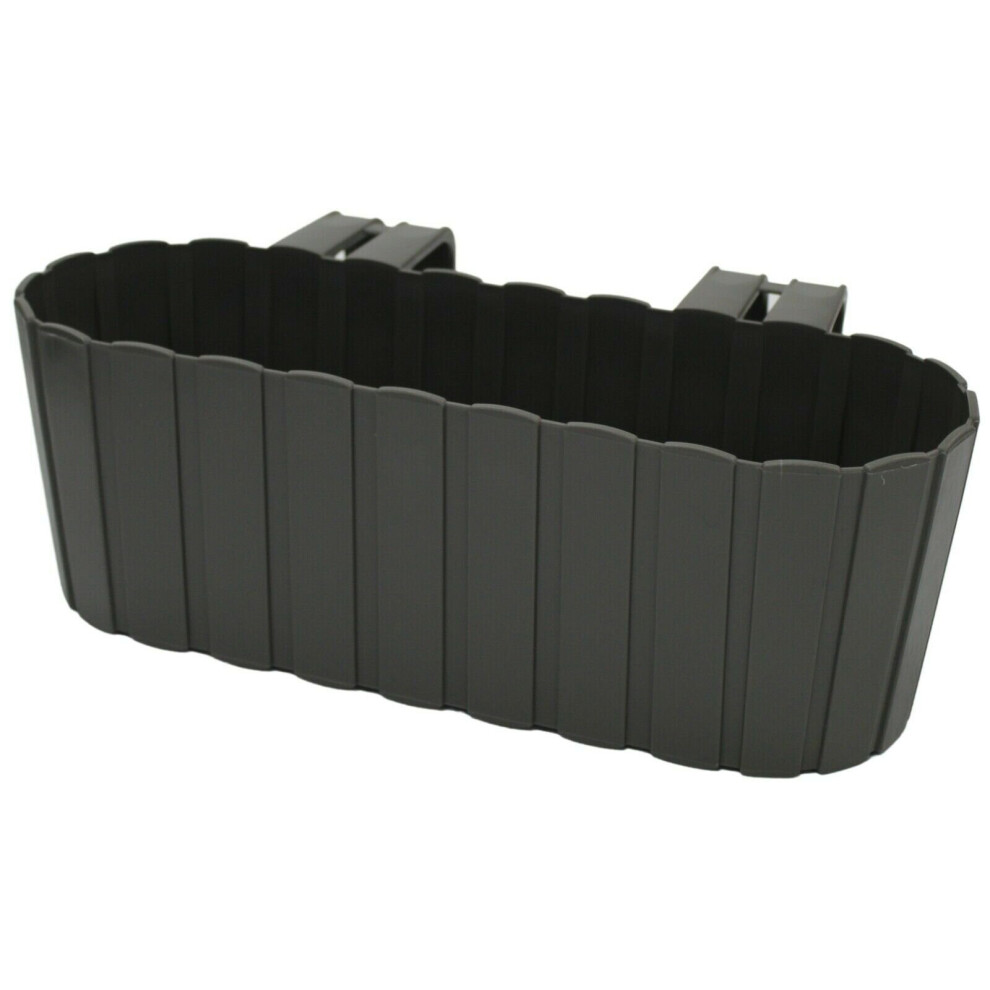 (Stone Grey) Double Fence Planters Garden Outdoor Pots Hanging Baskets 5 Litre Strong-image-OPC-P7FT78S-NEW