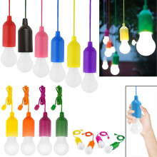 (Yellow) LED Pull Cord Light Bulb Camping Tent Reading Room Decorative Lamp White
