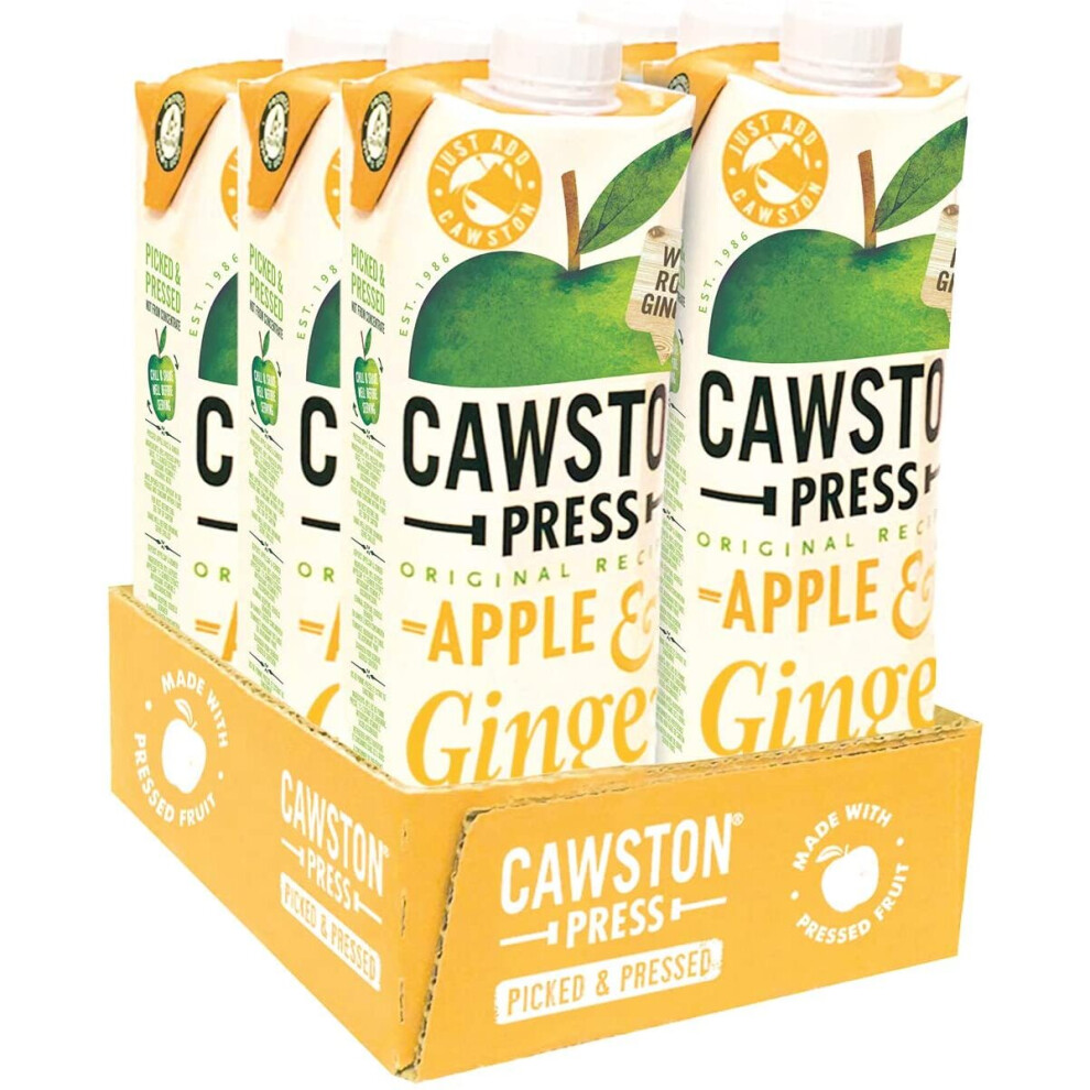 Cawston Press Pressed Juice 1 Litre Pack of Juice Cartons All Natural â Vegan â No Added Sugar Blending Sweet Apples with Root, Apple & Ging