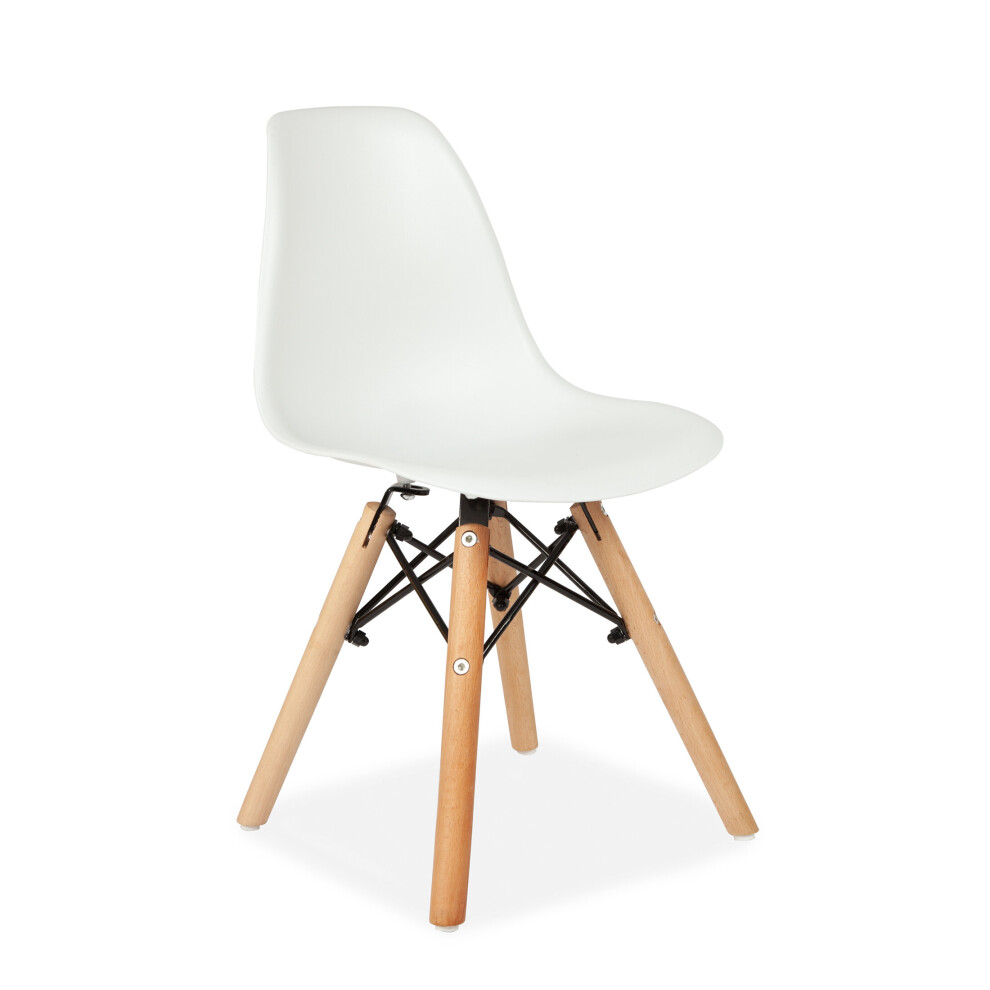 (White) Eiffel Kids Children Chairs PP Seat Wood Legs