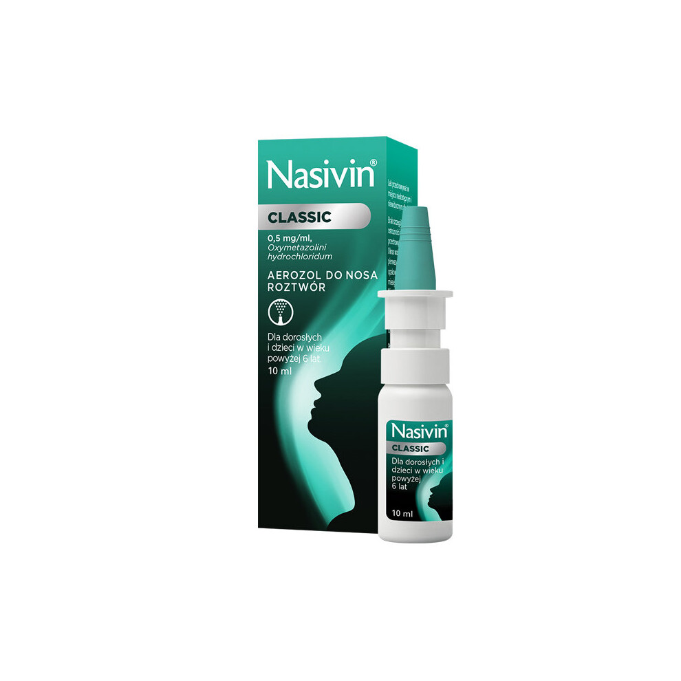 Nasivin Classic 0.5 mg / ml, nasal spray for adults and children from 6 years, 10 ml