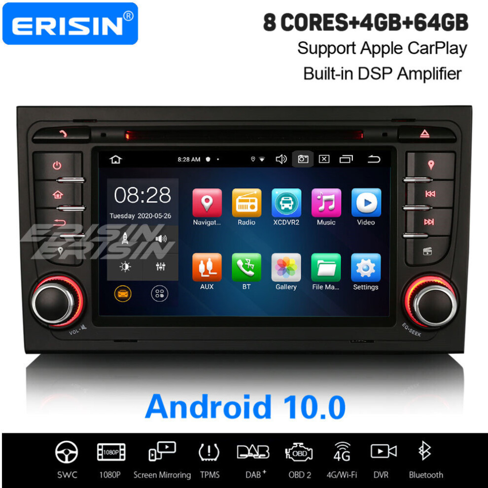 8-Core Android 10.0 Dsp Car Stereo Dab+ Wifi Carplay Sat Nav For Audi A4 S4 Rs4 8E 8F B9 B7 Rns-E Seat Exeo 737655204810