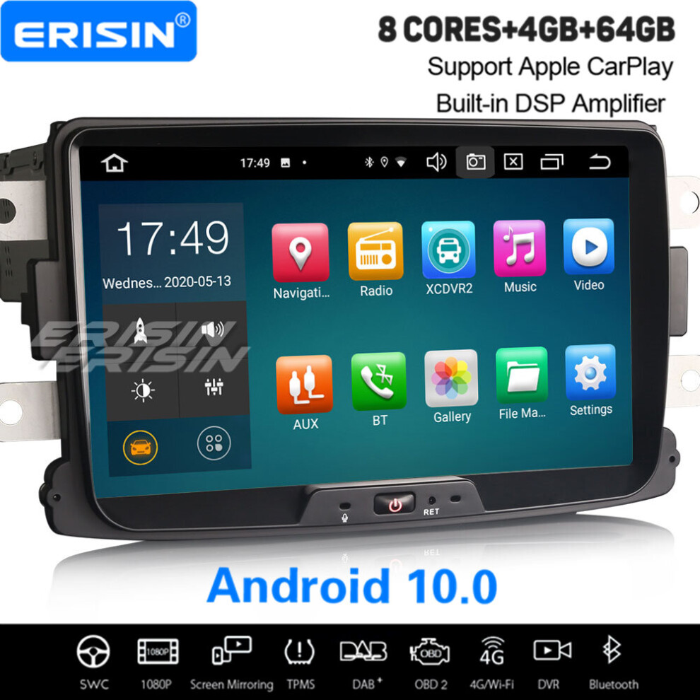 8" 8-Core Android 10.0 Car Stereo DSP CarPlay Sat Nav For Renault Dacia Sandero Logan Dokker Duster Lodgy