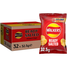 Walkers Ready Salted Crisps - 32 x 32.5g Box (Case of 32)