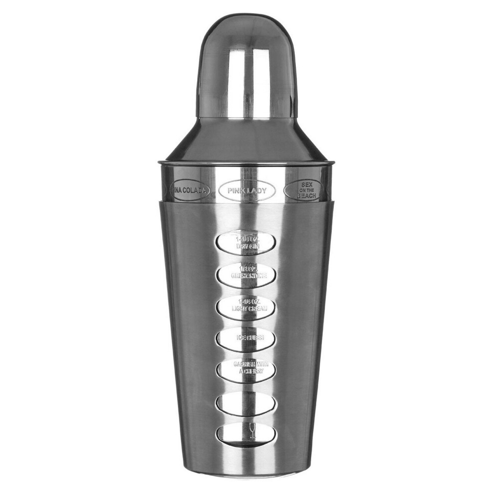 Recipe Sleek Silver Cocktail Shaker Martini Margarita Pina Colada Drink Mixer