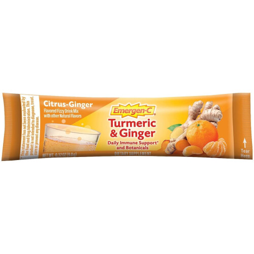 Emergen-C, Τούρμερκ και Γίντζαρ, Λεμόνι-Γίντζαρ, 18 Πακέτα, 0.32 oz (9 g) Κάθε 1