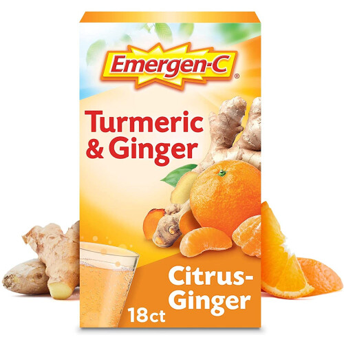 Emergen-C, Τούρμερκ και Γίντζαρ, Λεμόνι-Γίντζαρ, 18 Πακέτα, 0.32 oz (9 g) Κάθε