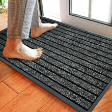 (40 x 60cm, Grey) Heavy Duty Rubber Floor Mats Kitchen Hallway Runner Rug