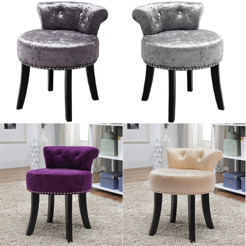 Grey velvet vanity deals stool