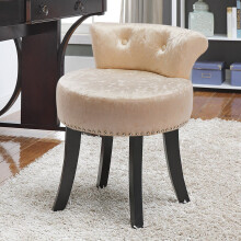 (Champagne) Crushed Velvet Vanity Stool | Dressing Table Chair