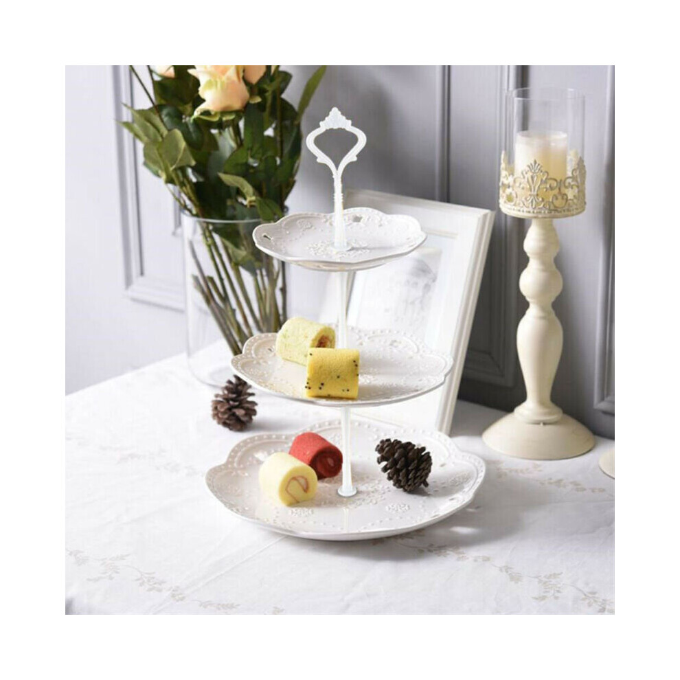 (Round ) 3 Tier Cake Stand Plastic Embossed Tableware