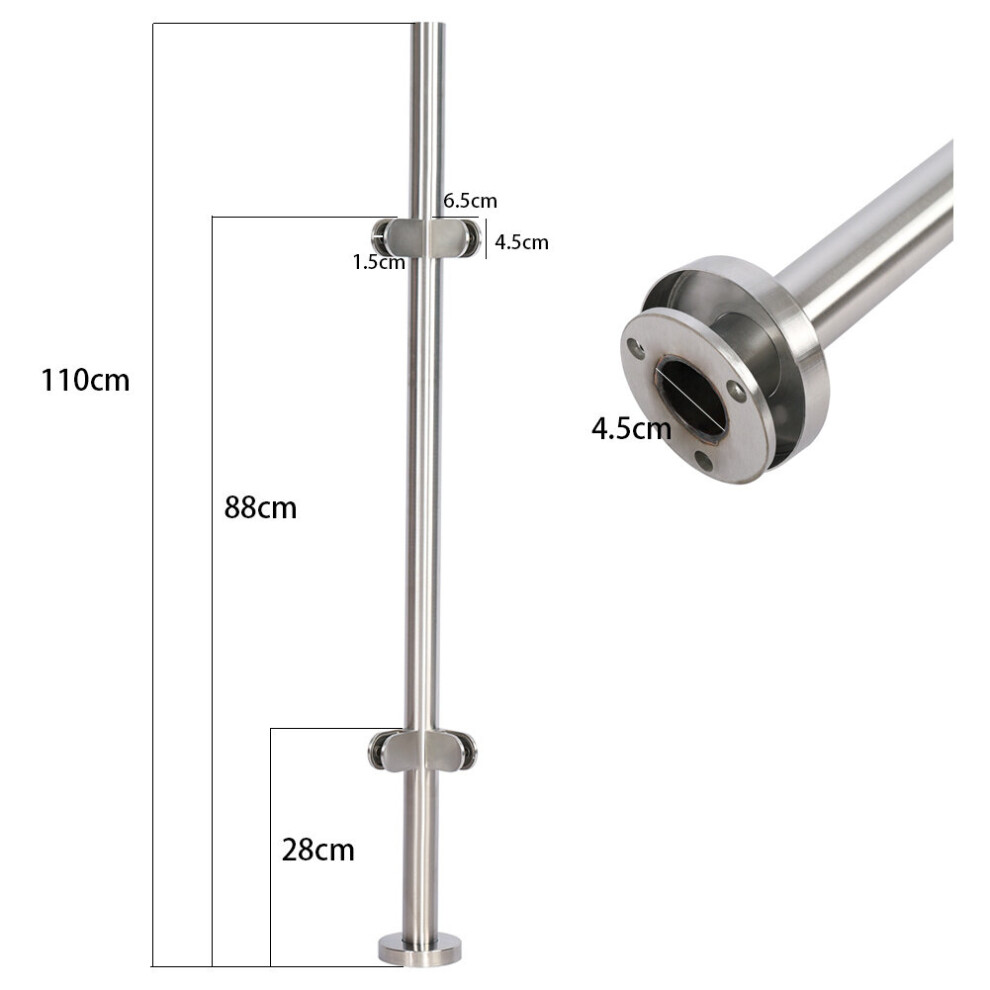 (Corner Post(No top Rail)) Stainless Steel Glass Balustrade Railing Posts Clamp